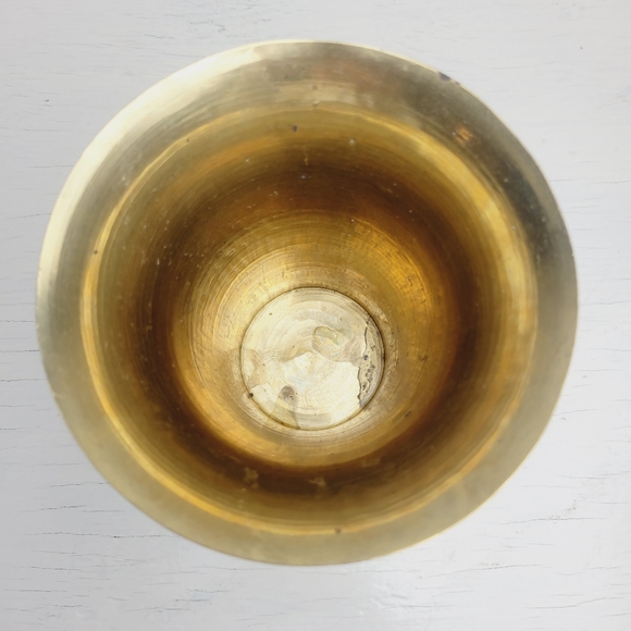 Etched Solid Brass Vintage Vase with Engraved Floral Designs 5.25" - Picture 4 of 15